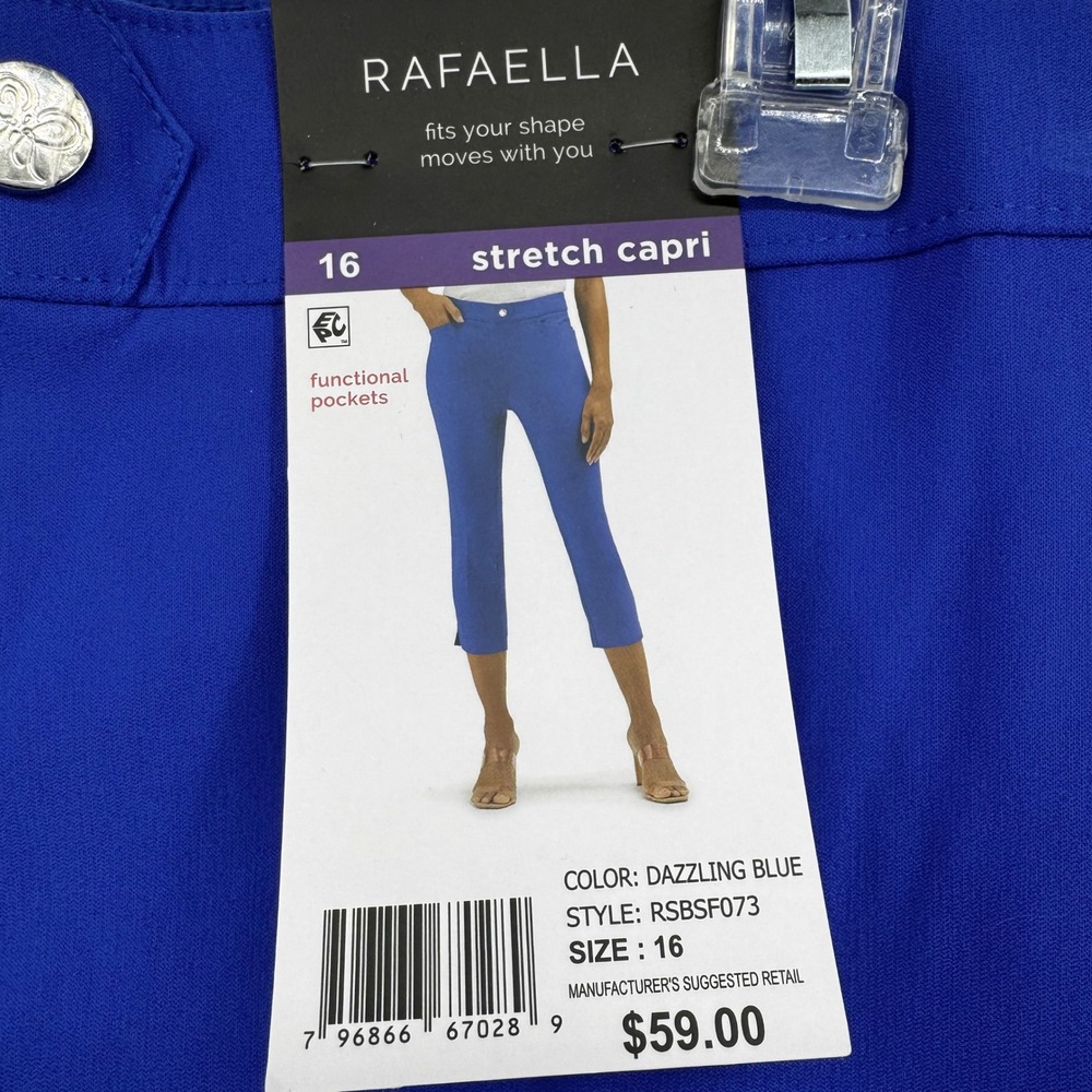 New Rafaella Dazzling Blue Stretch Capri Pants Women's Size 16 Comfy Office NWT
